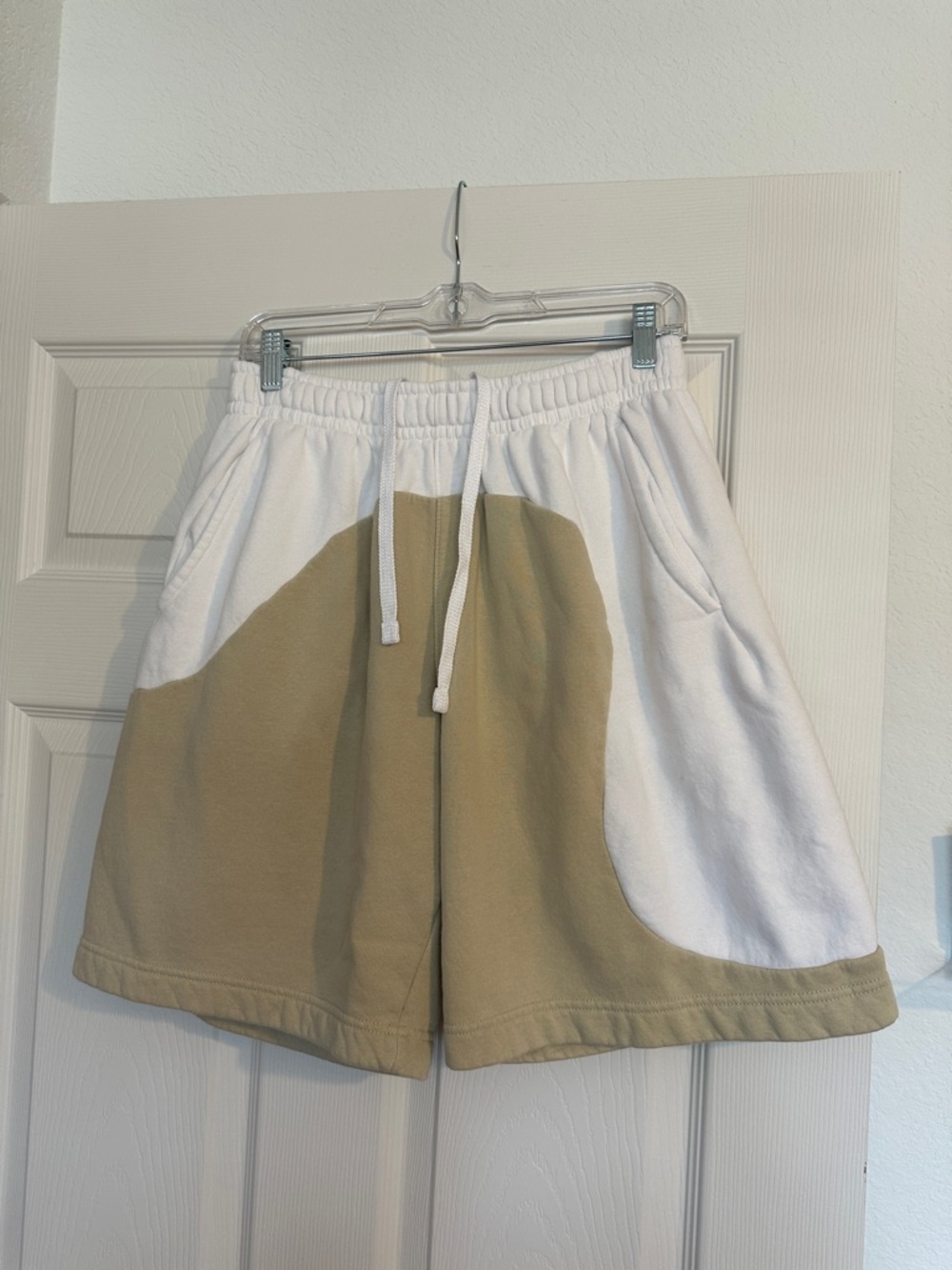 Nike Men’s Soft Terry Sweatshorts in Cream and White